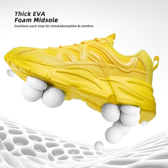 Women's Yellow Slip-On Running Shoes Lightweight Mesh Walking Sneakers for Gym - Picture 4 of 7